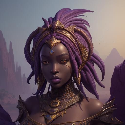 Fantastical African Beauty in Detailed Matte Painting