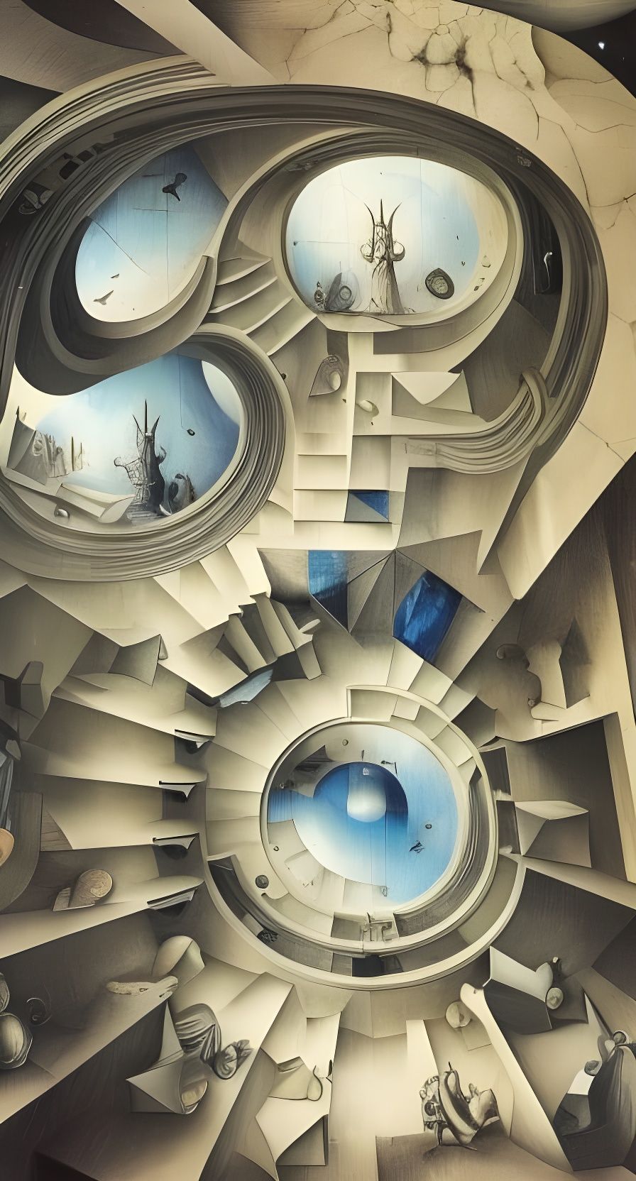 Heavenly Marble Staircase in Pop Art Style