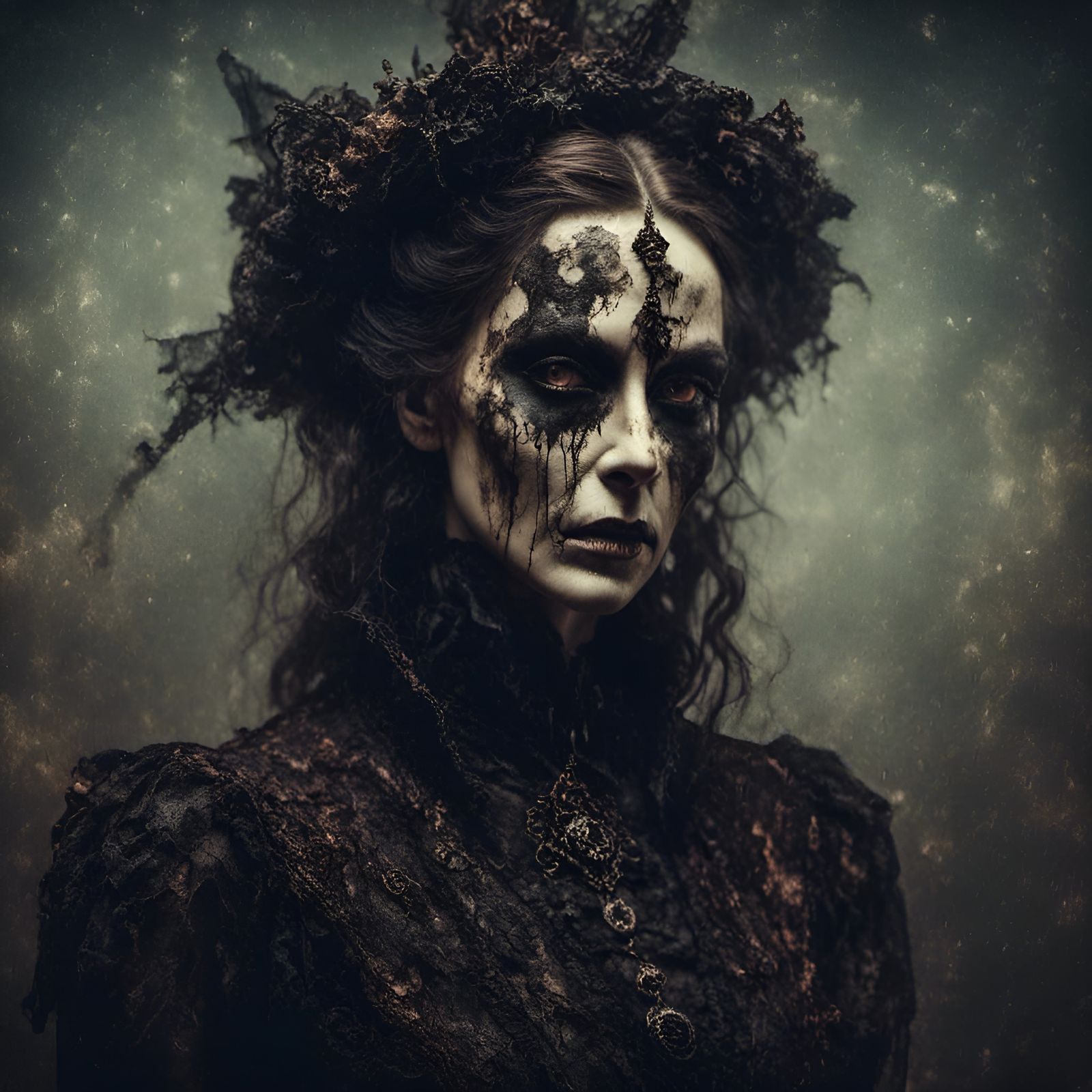 Gothic Woman in Macabre Vintage Photography Style