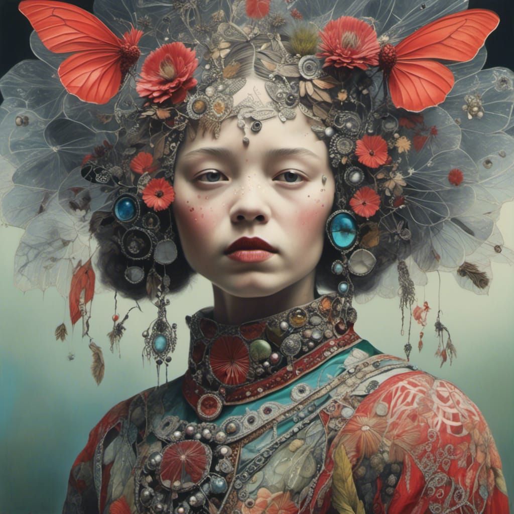 Hyperrealistic Portrait of Woman with Futuristic Jewelry