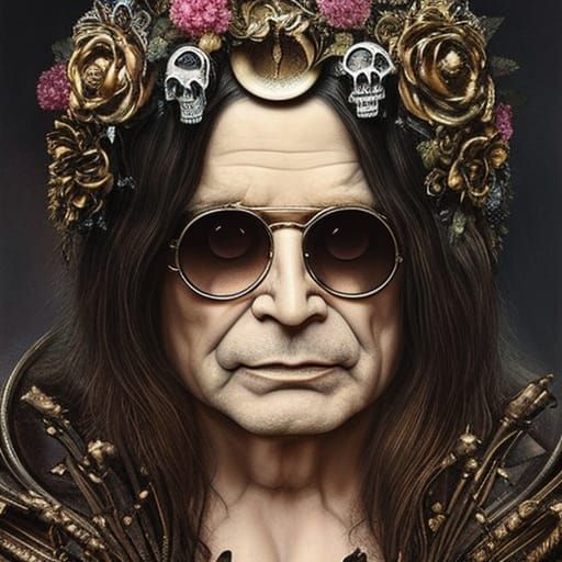 Ozzy Osbourne Coffin Portrait in Dark Fantasy Style