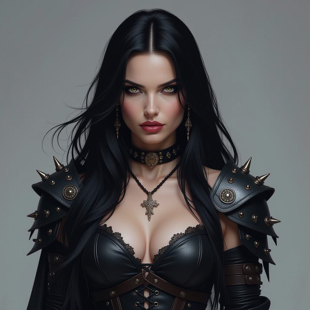 Gothic Amazon Warrior Portrait in Dramatic Chiaroscuro