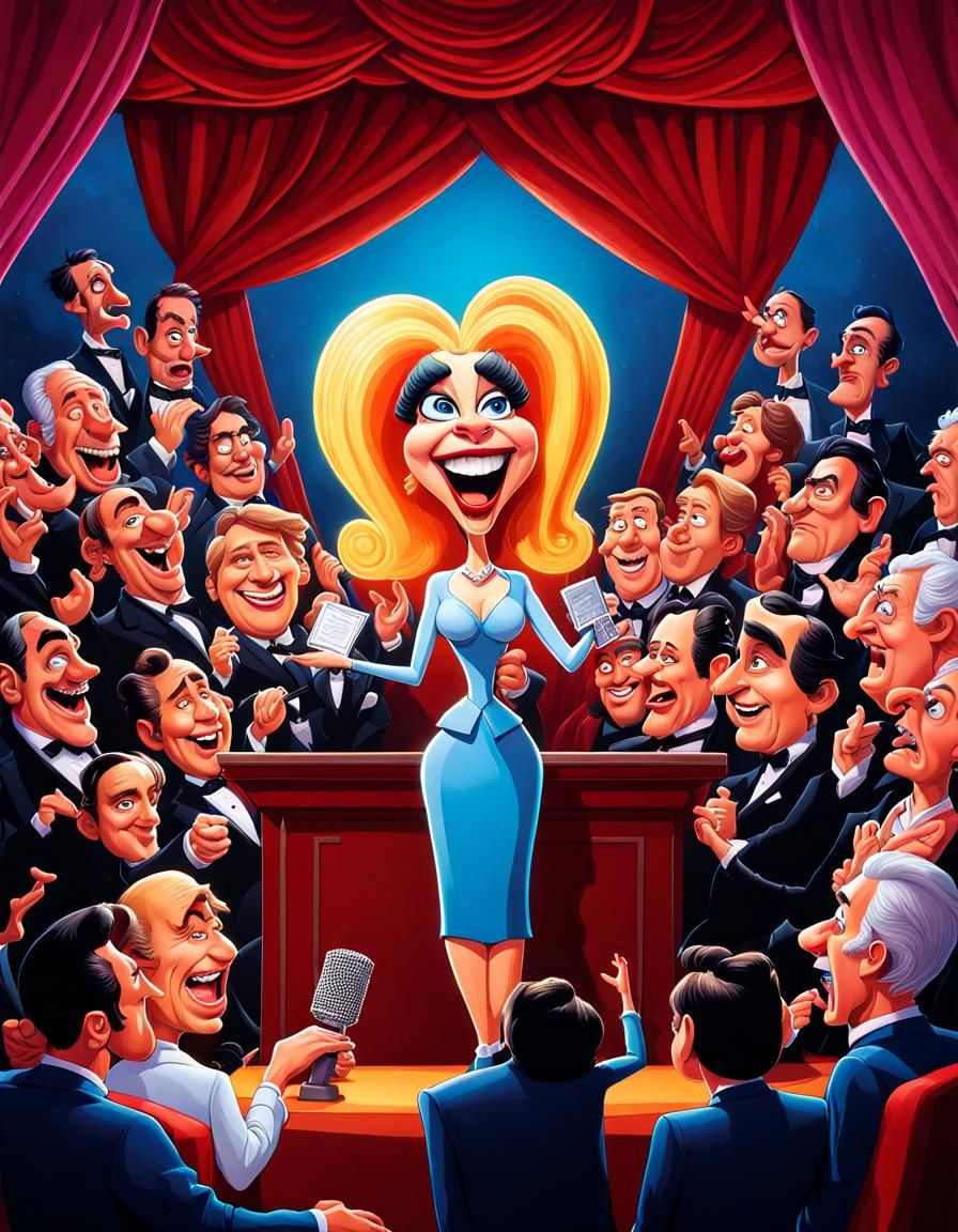 Funny Grotesque Celebrity Caricature in Acrylic Style