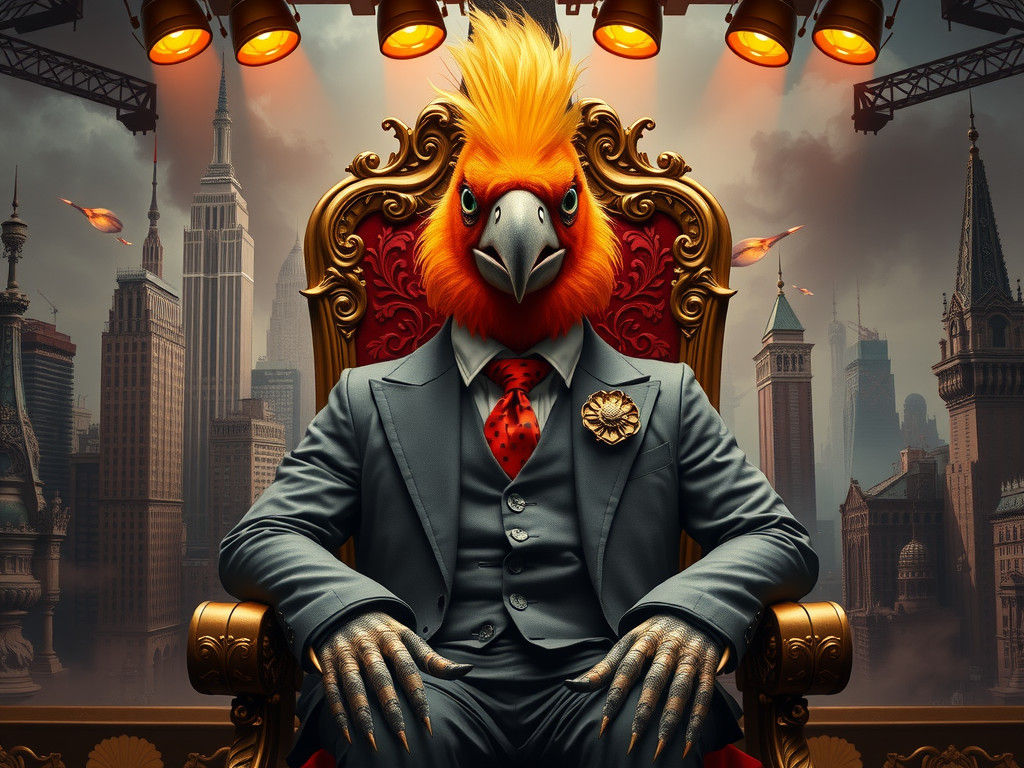 Sinister Avian Sovereign in Encaustic Splendor