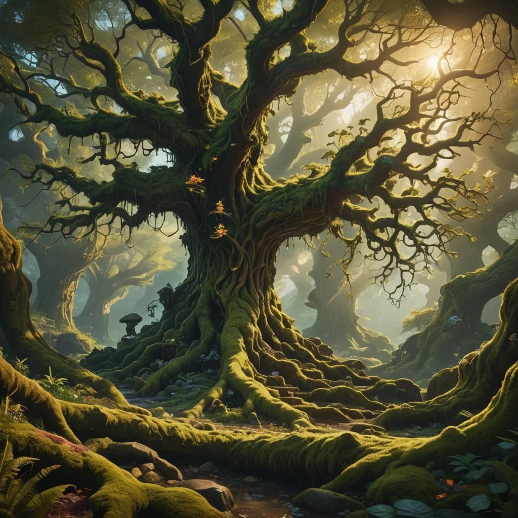 Fantasy World Unfolds Within Ancient Tree