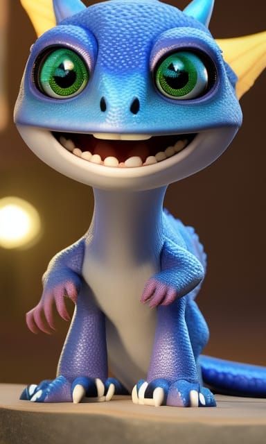 Extremely Cute Baby Dragon with Big Eyes