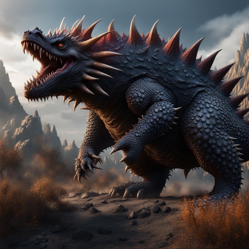 Anguirus Detailed Matte Painting in Deep Color