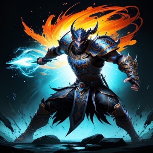 Anime Warrior Concept Art in Dynamic Pose