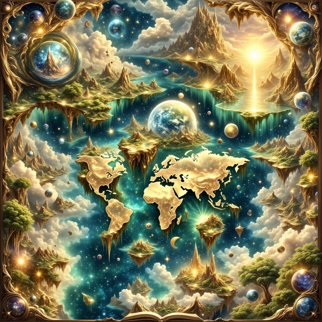 Literary Adventure Map with Floating Islands