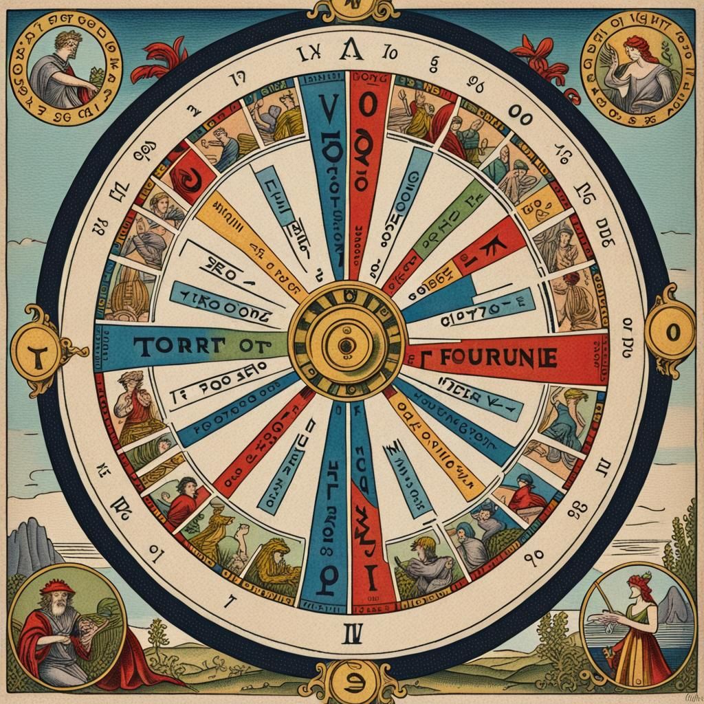 Wheel of Fortune card of a Tarot deck