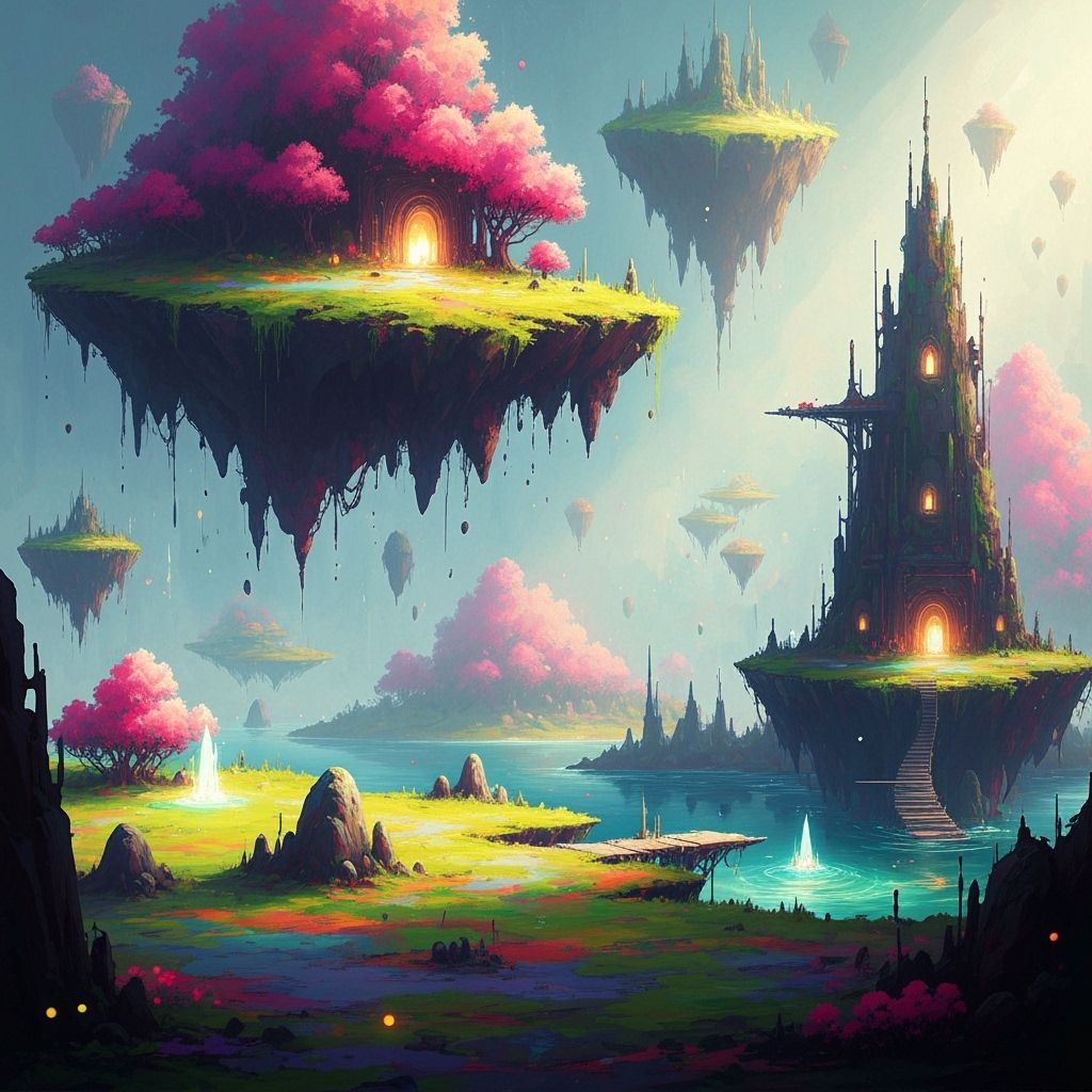 Dreamlike Scene with Vibrant Colors and Bold Brushstrokes