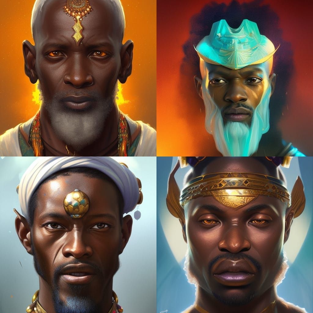 African Wizard Portrait in Hyperdetailed Digital Art