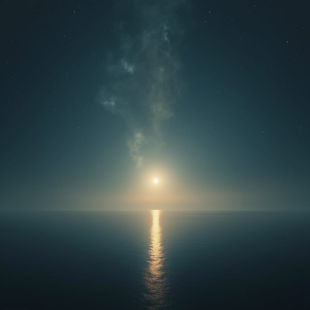 Luminous Star in Abstract Ethereal Sky