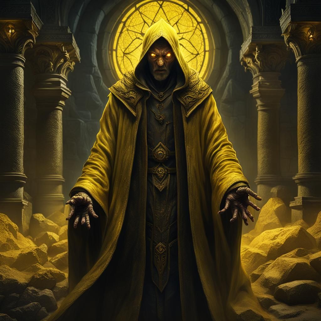 Hastur: King in Yellow, Hyperrealistic Cultist Portrait
