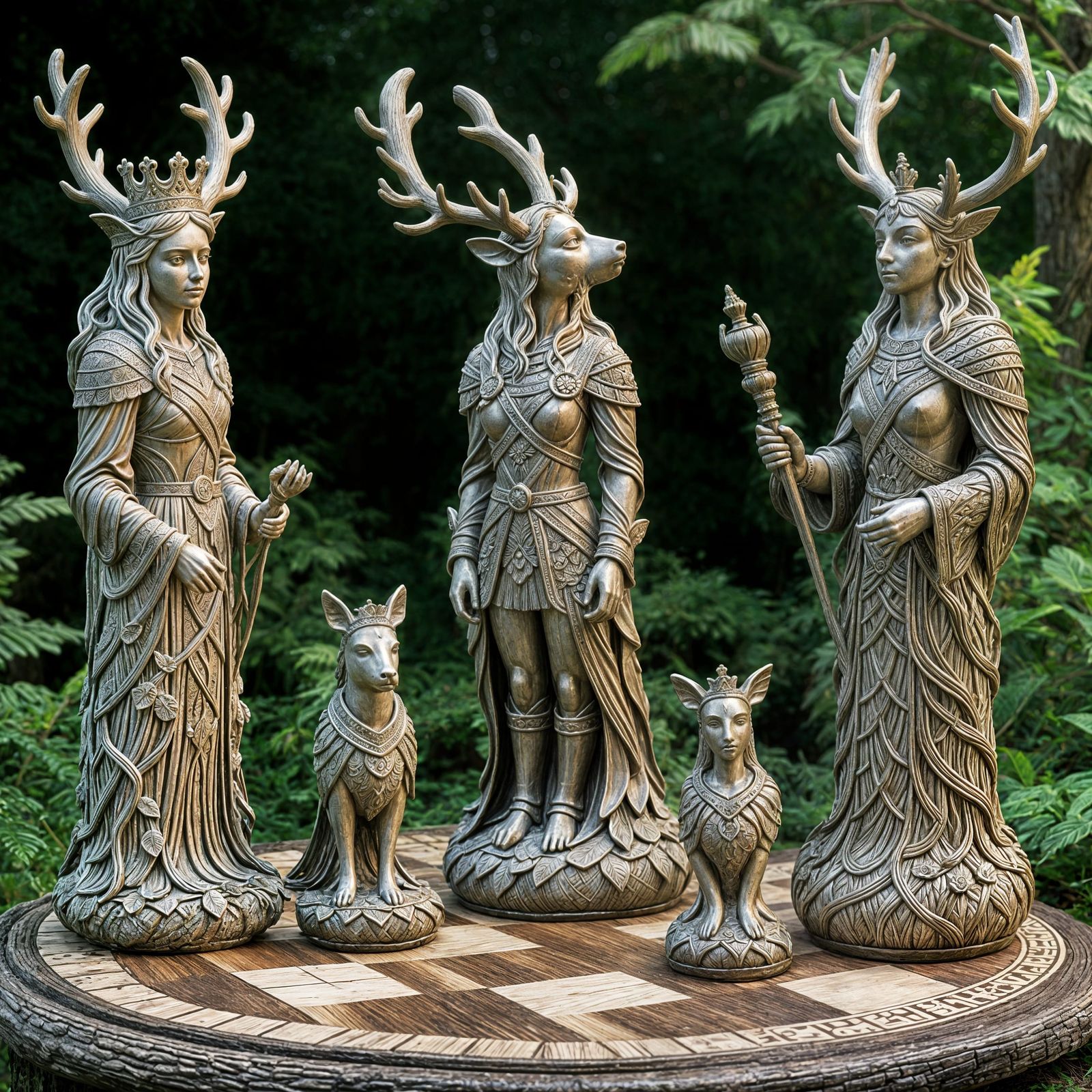 Enchanted Woodland Chess pieces.