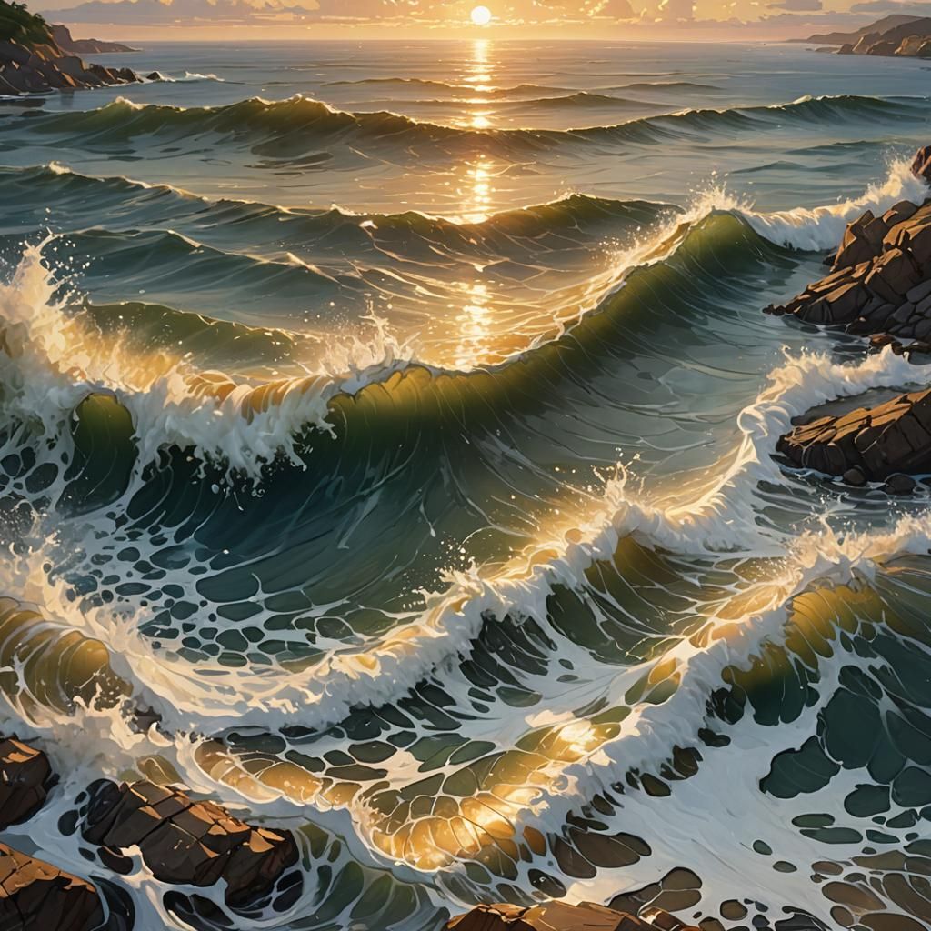 Hyperrealistic Sunrise Over Calm Bay