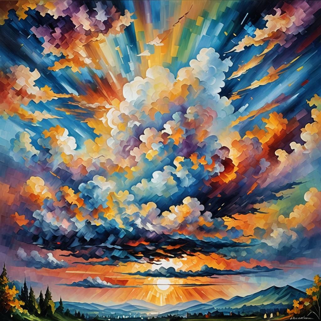 Smiling Cloud in Impasto Style with Dynamic Lighting
