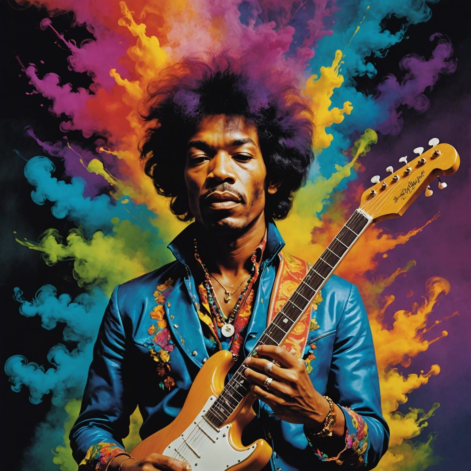 Psychedelic Album Cover Art with Holi Colors