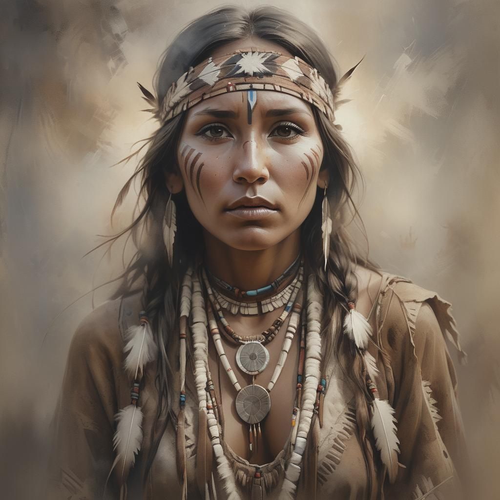 Native American Woman in Sfumato Style