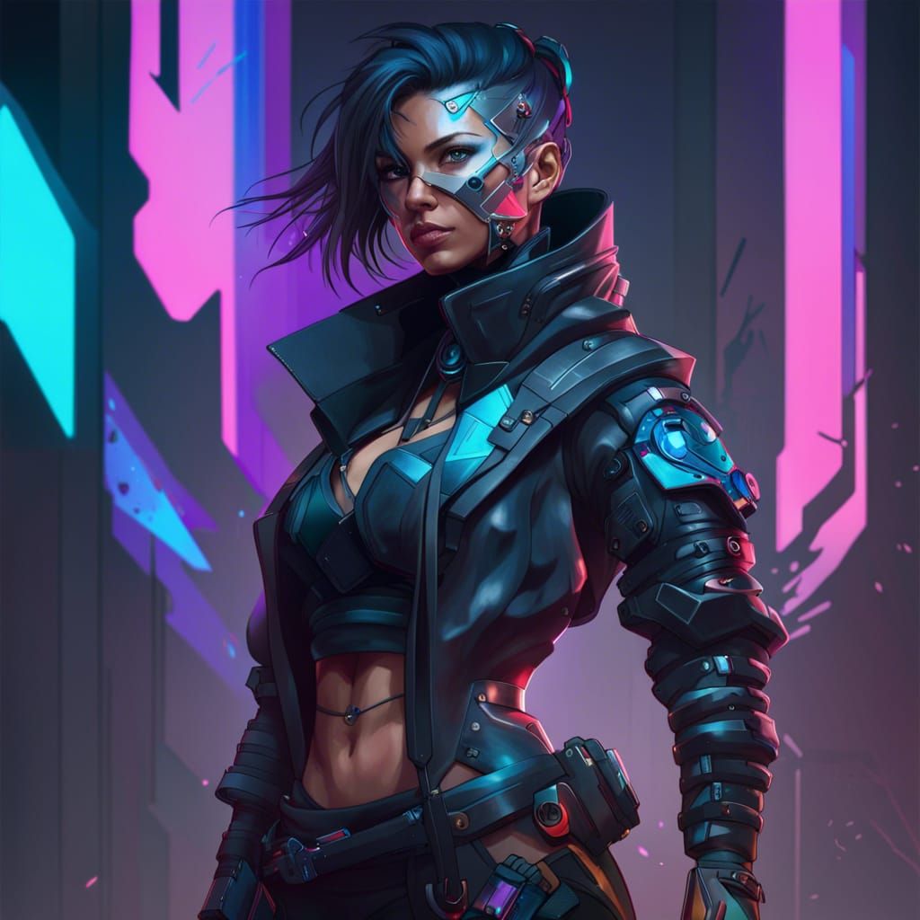 Cyberpunk Ninja Portrait in Hyperdetailed 8k Resolution