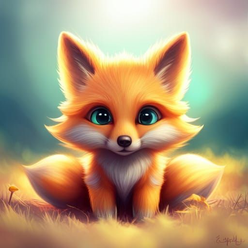 Adorable Chibi Fox Portrait in Detailed Digital Art