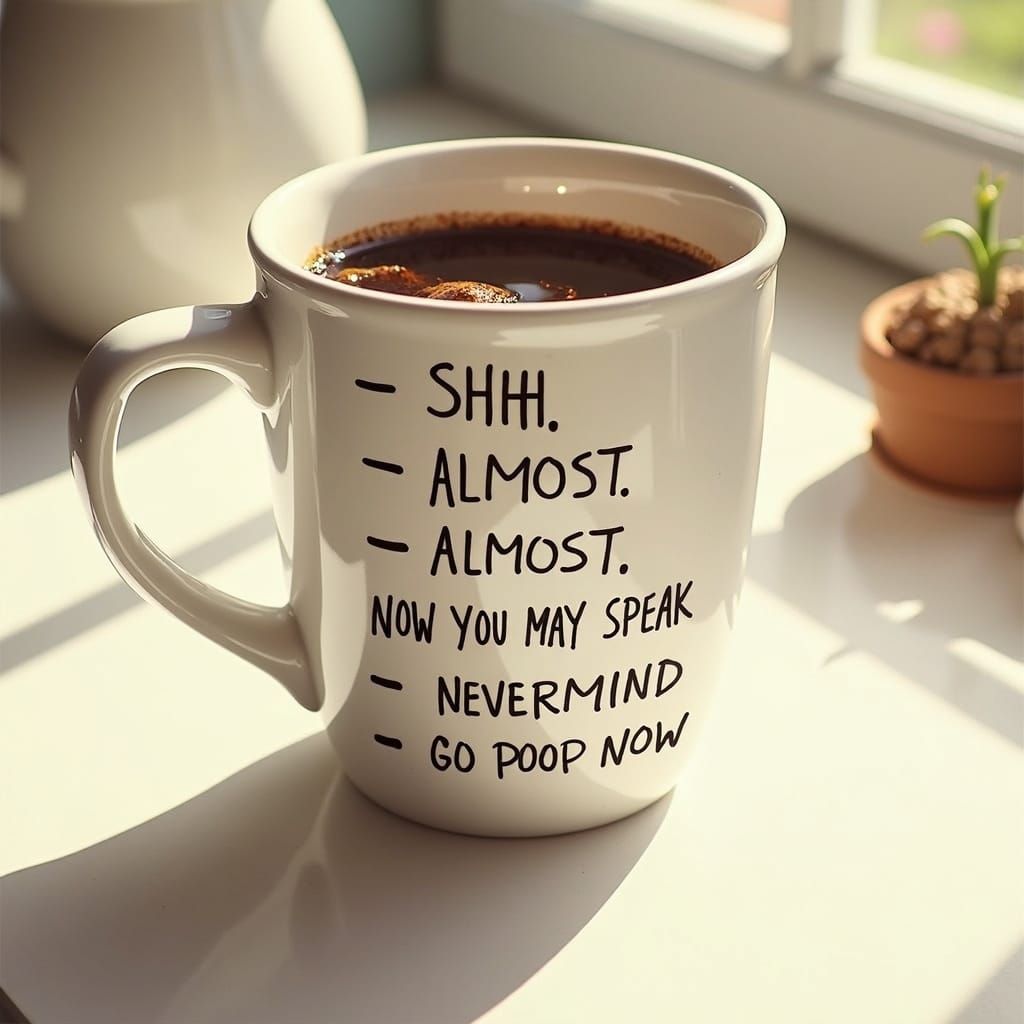 Humorous Coffee Mug in Watercolor Style