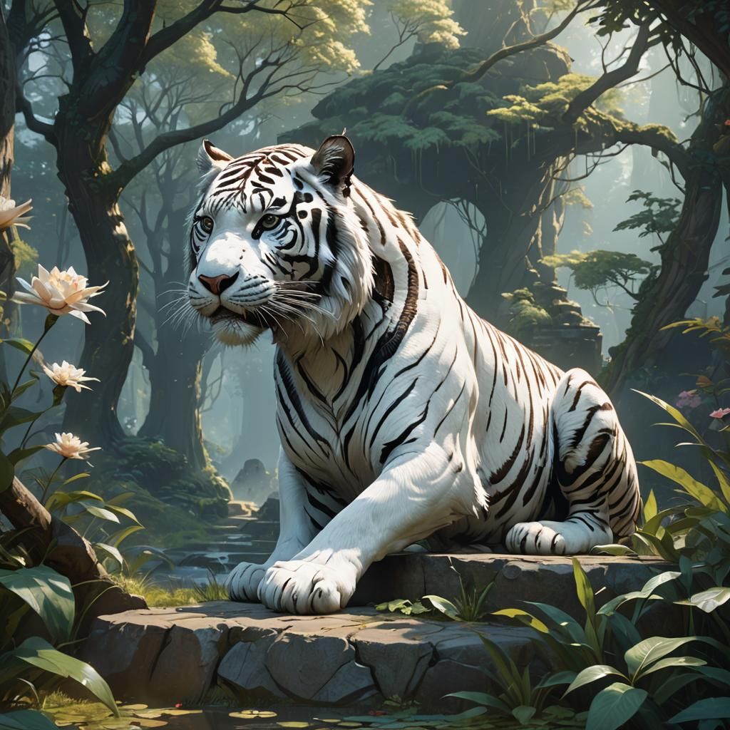 a white tiger mount