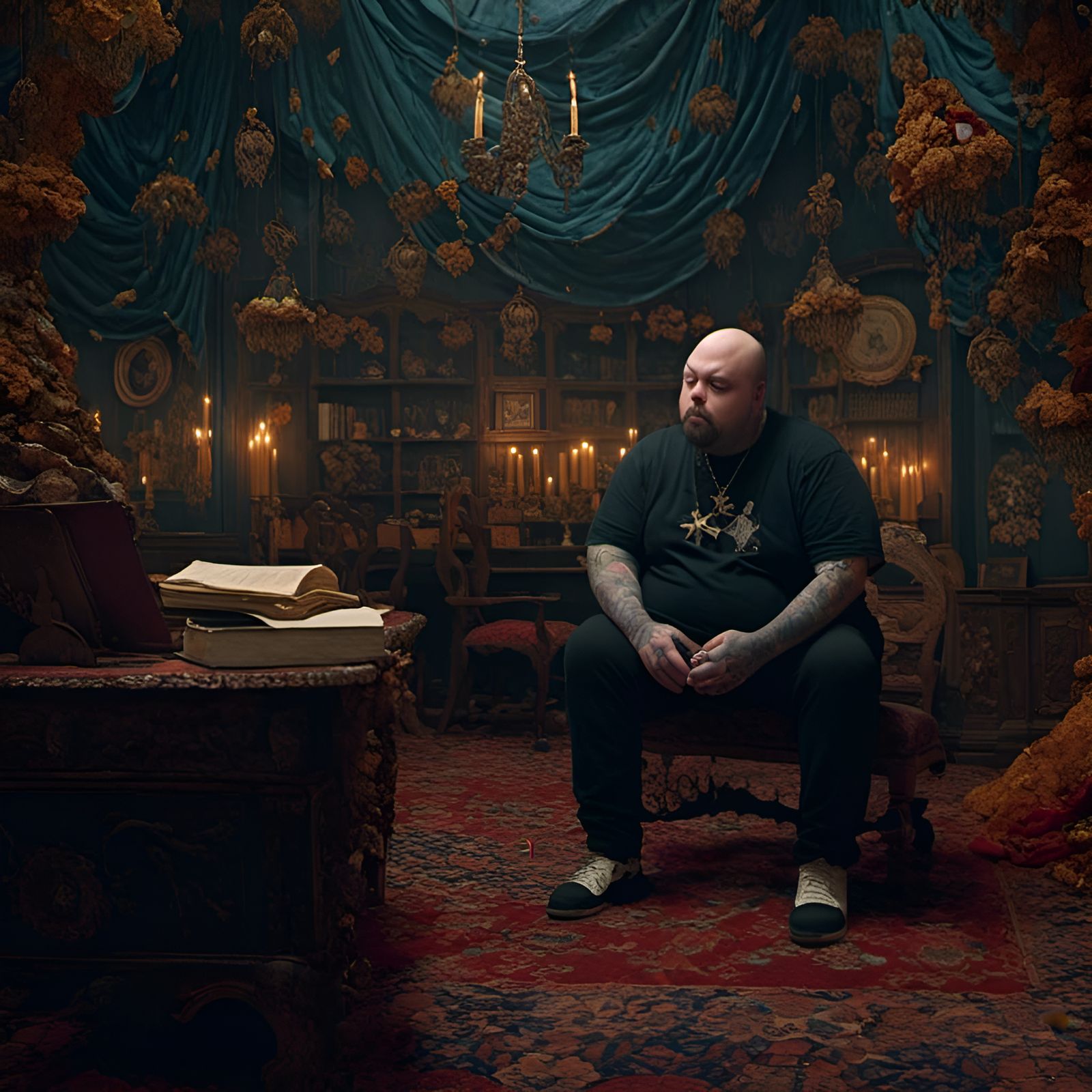 Sad Man Contemplation: Detailed Matte Painting