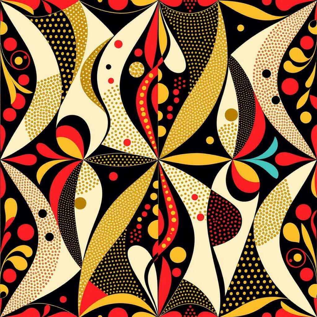 Abstract African Kazuri Pattern with Bold Lines and Shapes