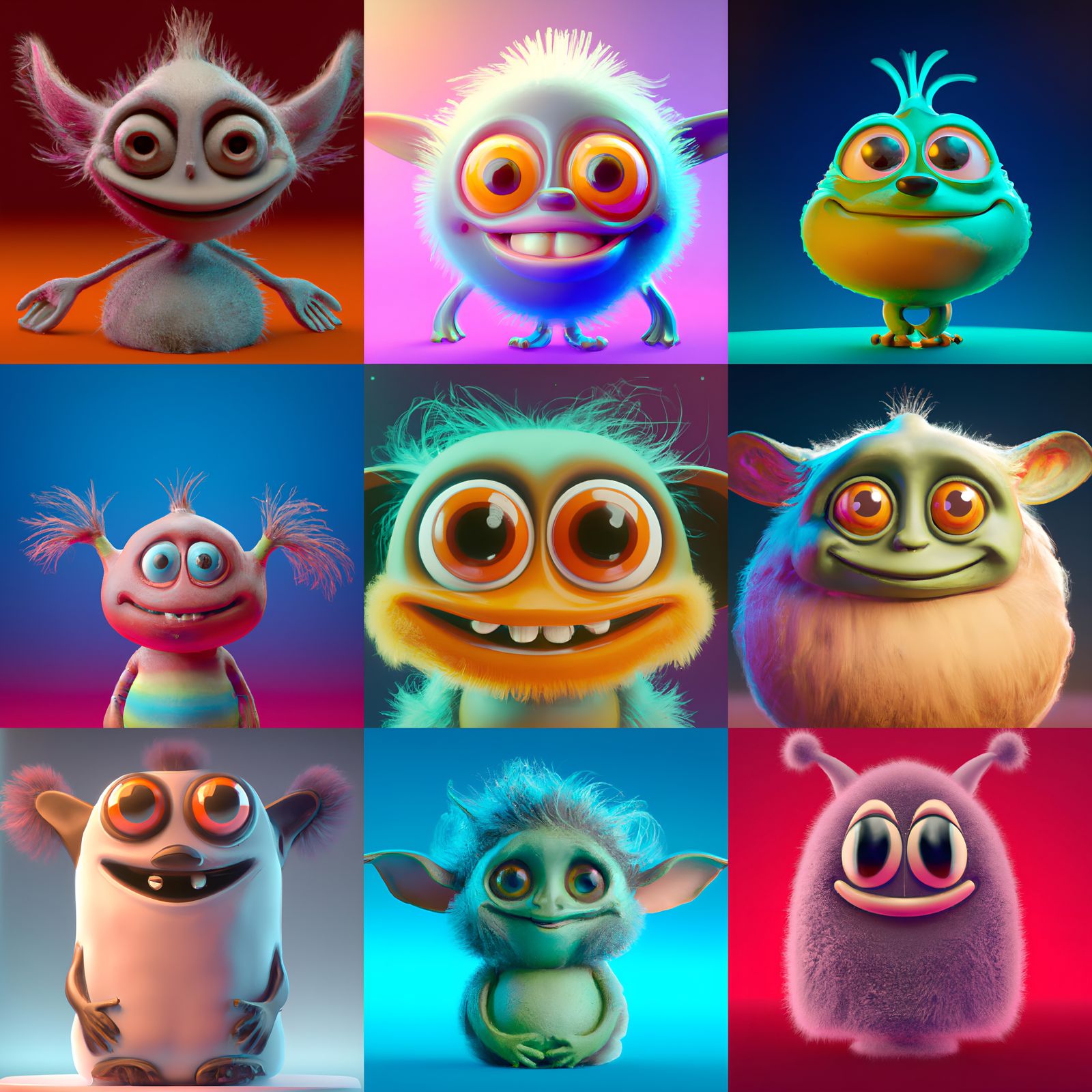 Cute Fluffy Alien Smiling in 3D Digital Art