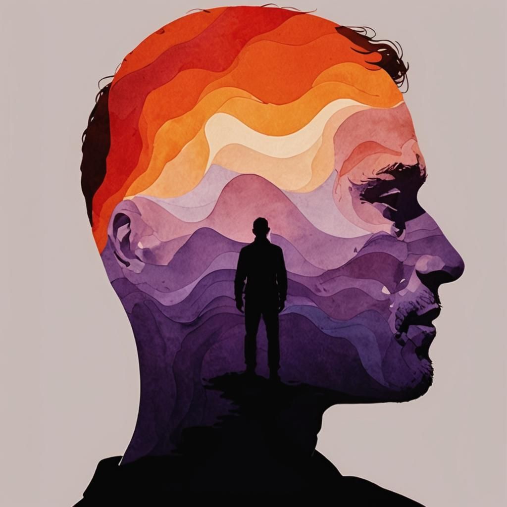 Colorful Silhouette of a Man's Head