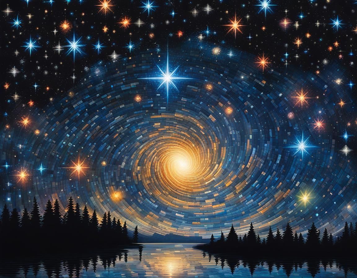 Pixel Art Galaxy in Reflective Hair