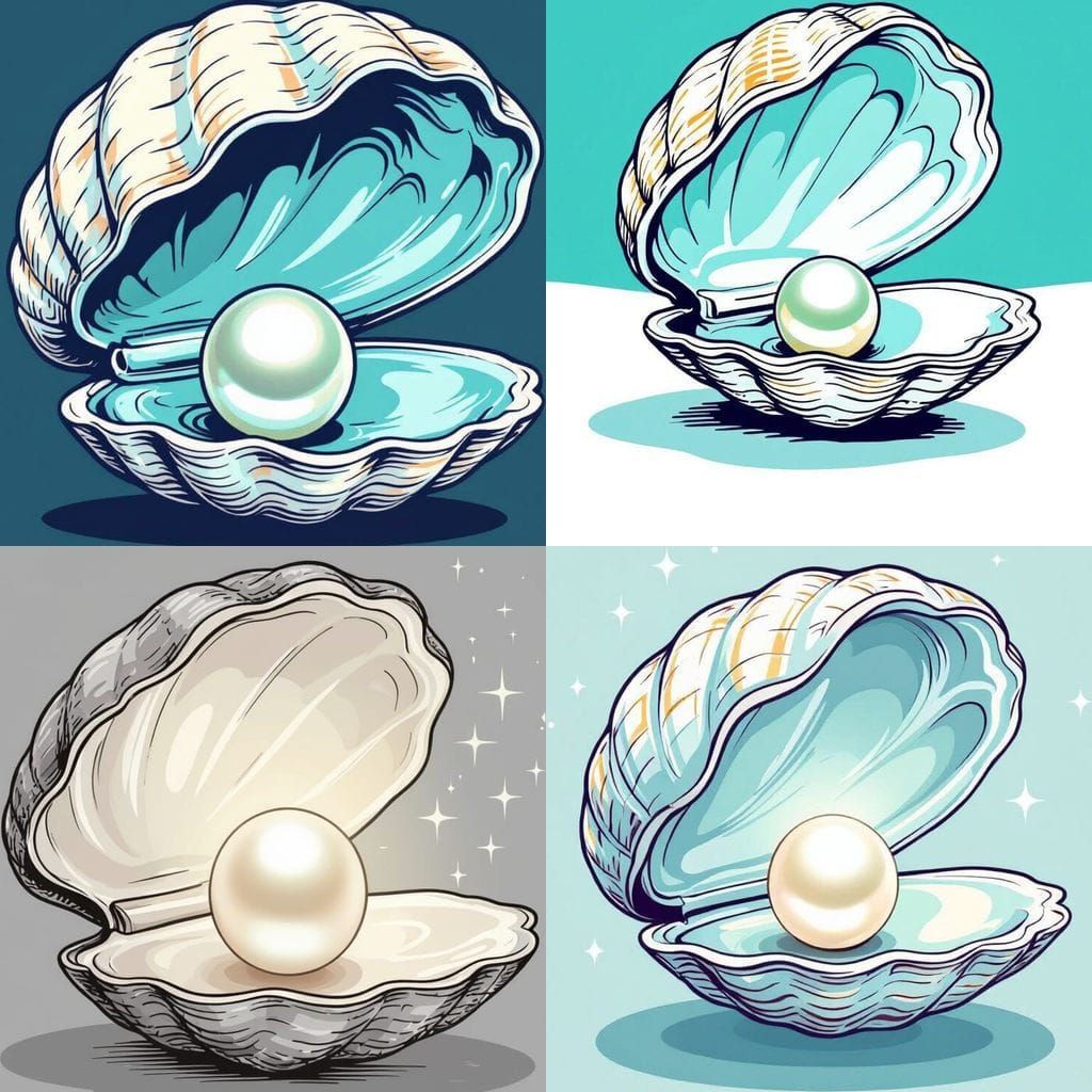 Minimalist Line Art of an Opening Seashell