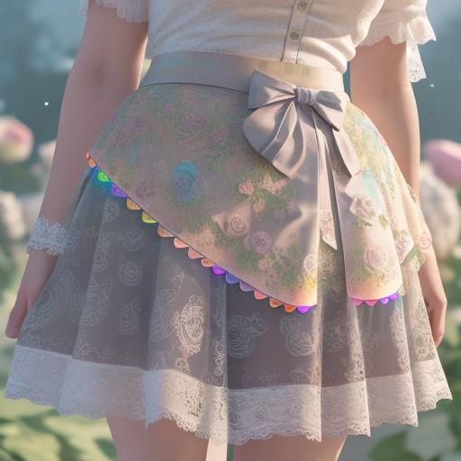 Lace Rainbow Rose Mini Skirt in Ultra HD Realism