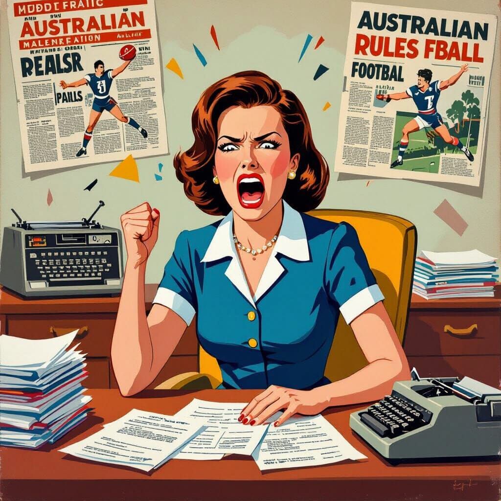 1960s Office Worker Screams Over Football Loss in Bold Style