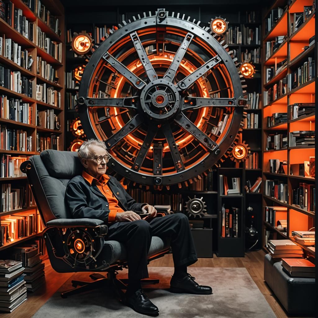 Steampunk Mechanical Creature in Home Library