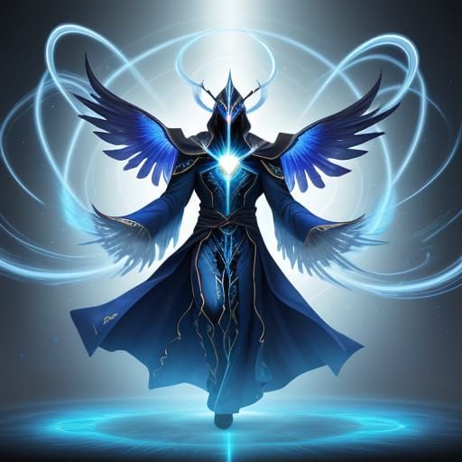 Majestic Aerial Entity in Spiraling Tornado Robe