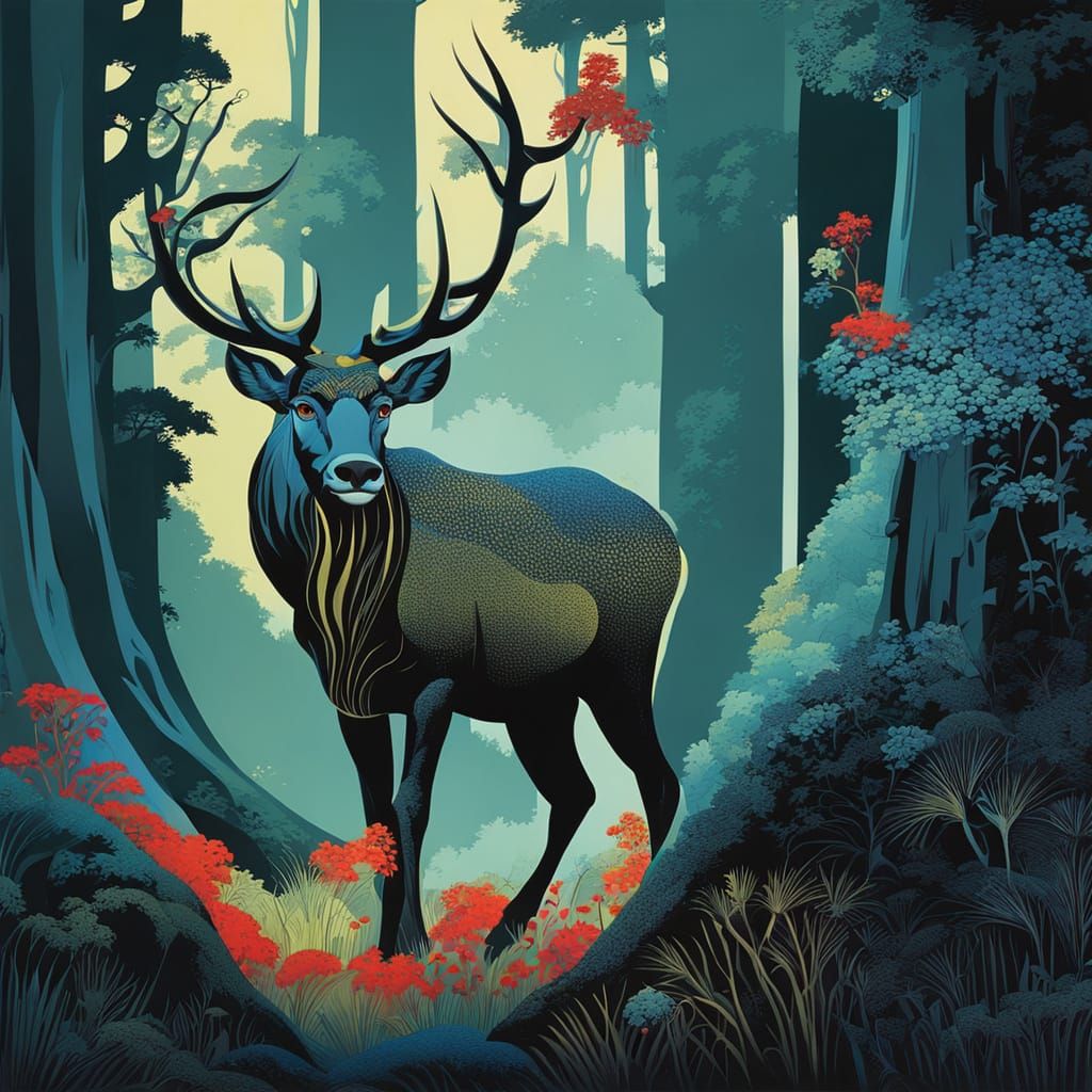 Art Nouveau and Disney Animation Style Landscape