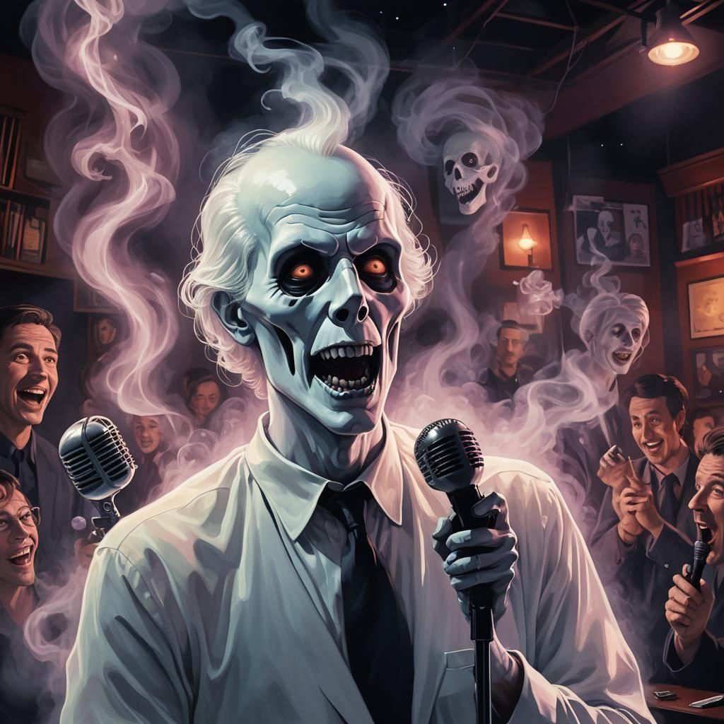 Surreal Ghost Comedian in Art Nouveau Style