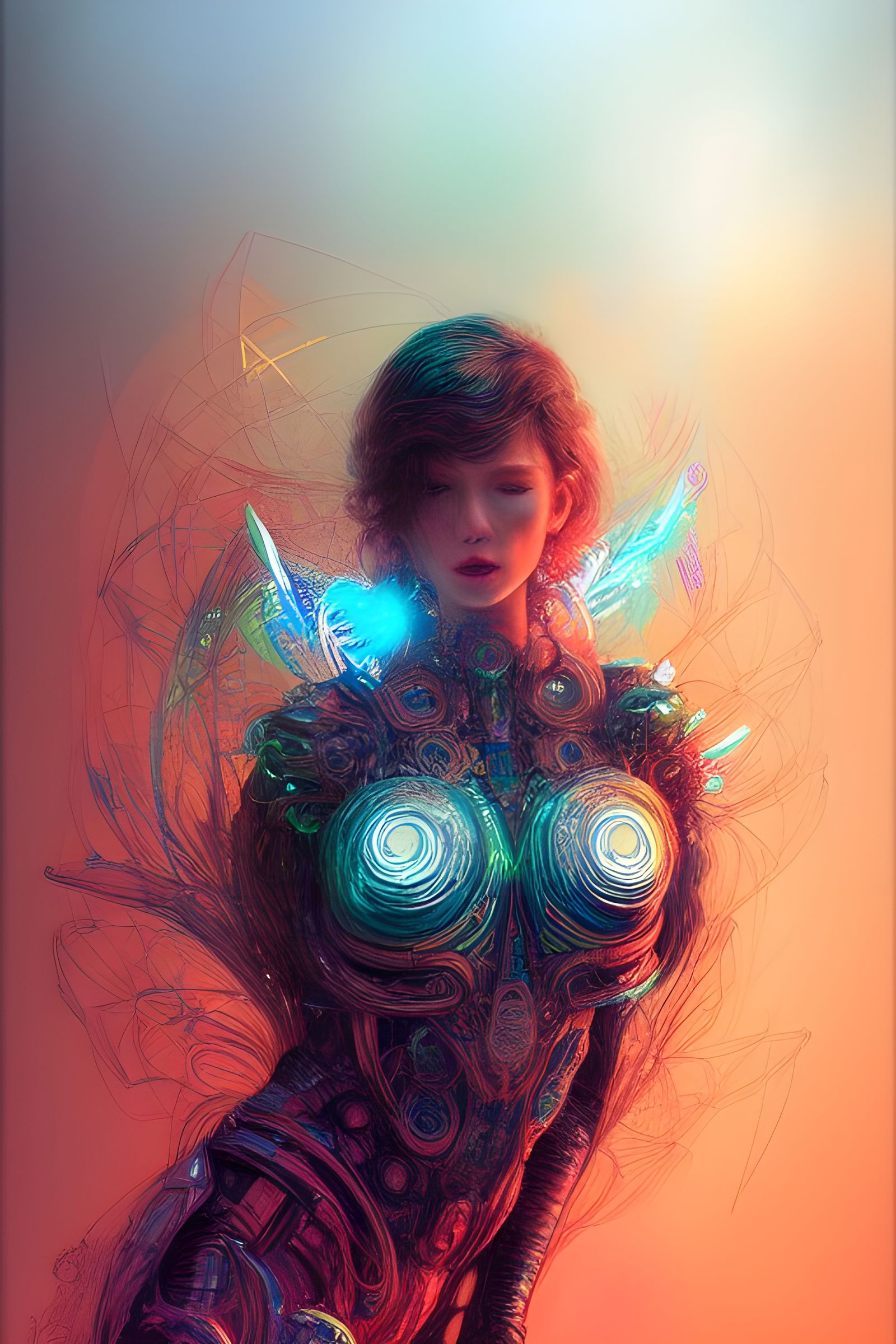 Intricate Neon Fractal Design with Glowing Edges