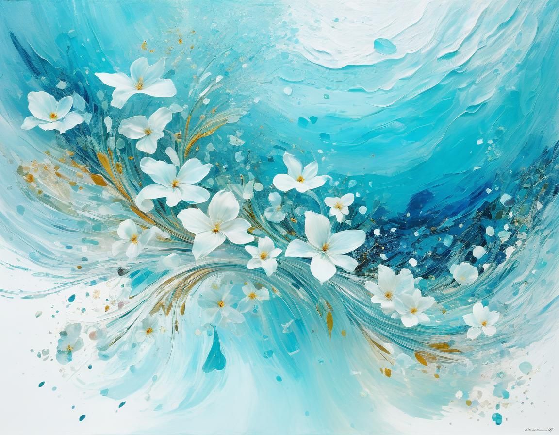 Ethereal Abstract Floral Art in Minimalist Style