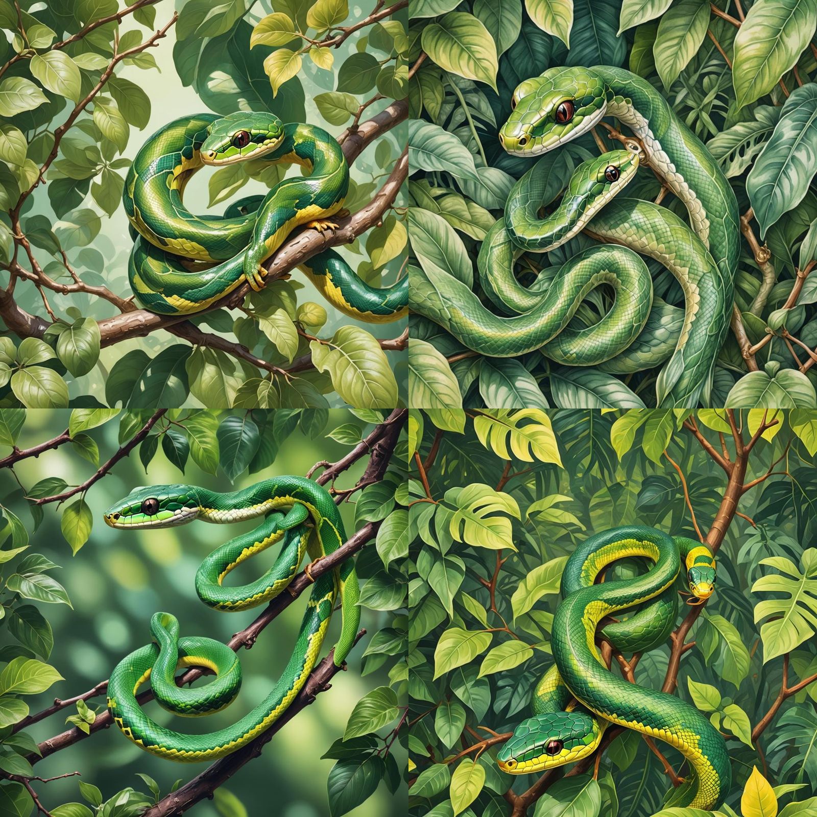 Adorable Emerald Tree Snake Portrait