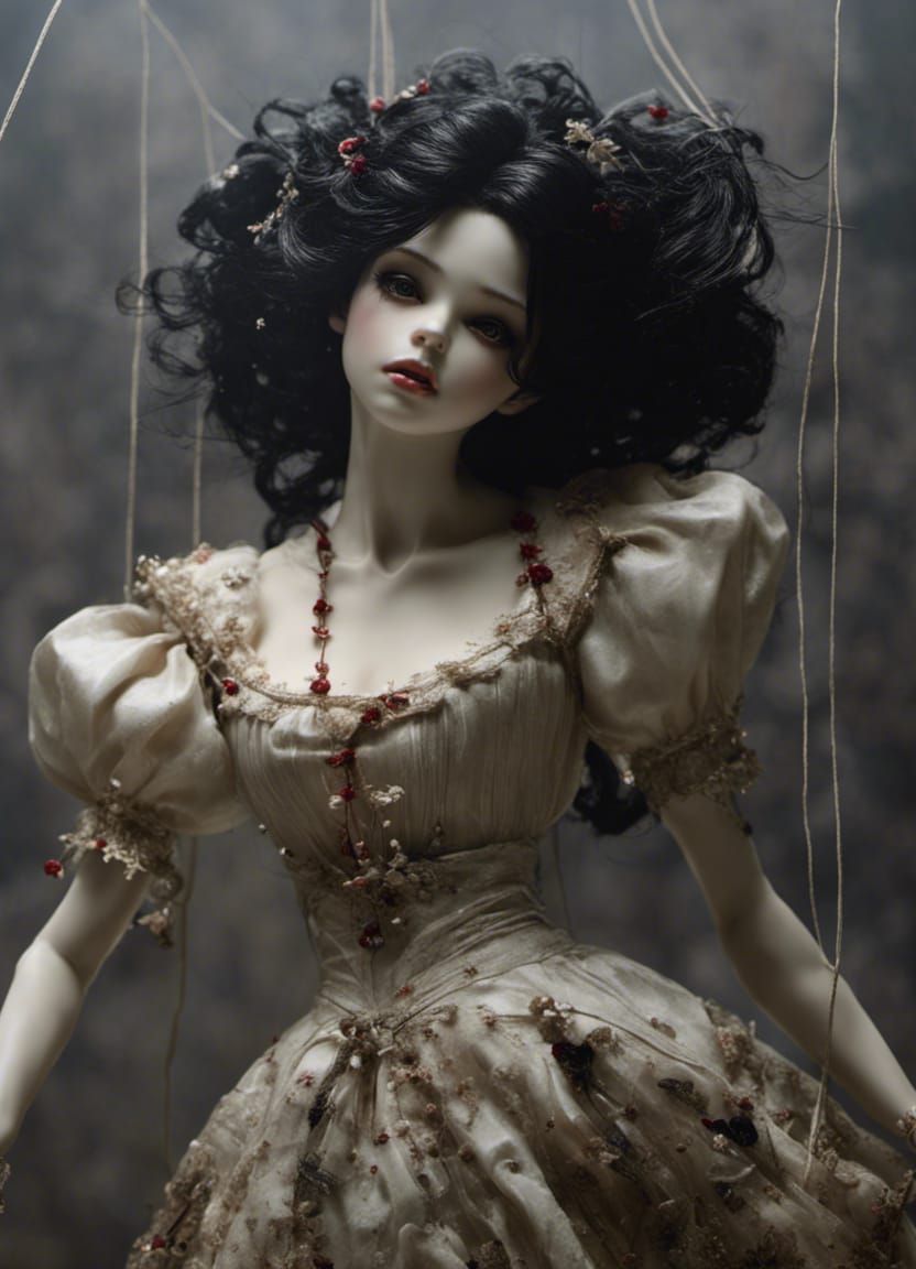 Eerie Marionette Doll Dancing in Hyperrealism Style