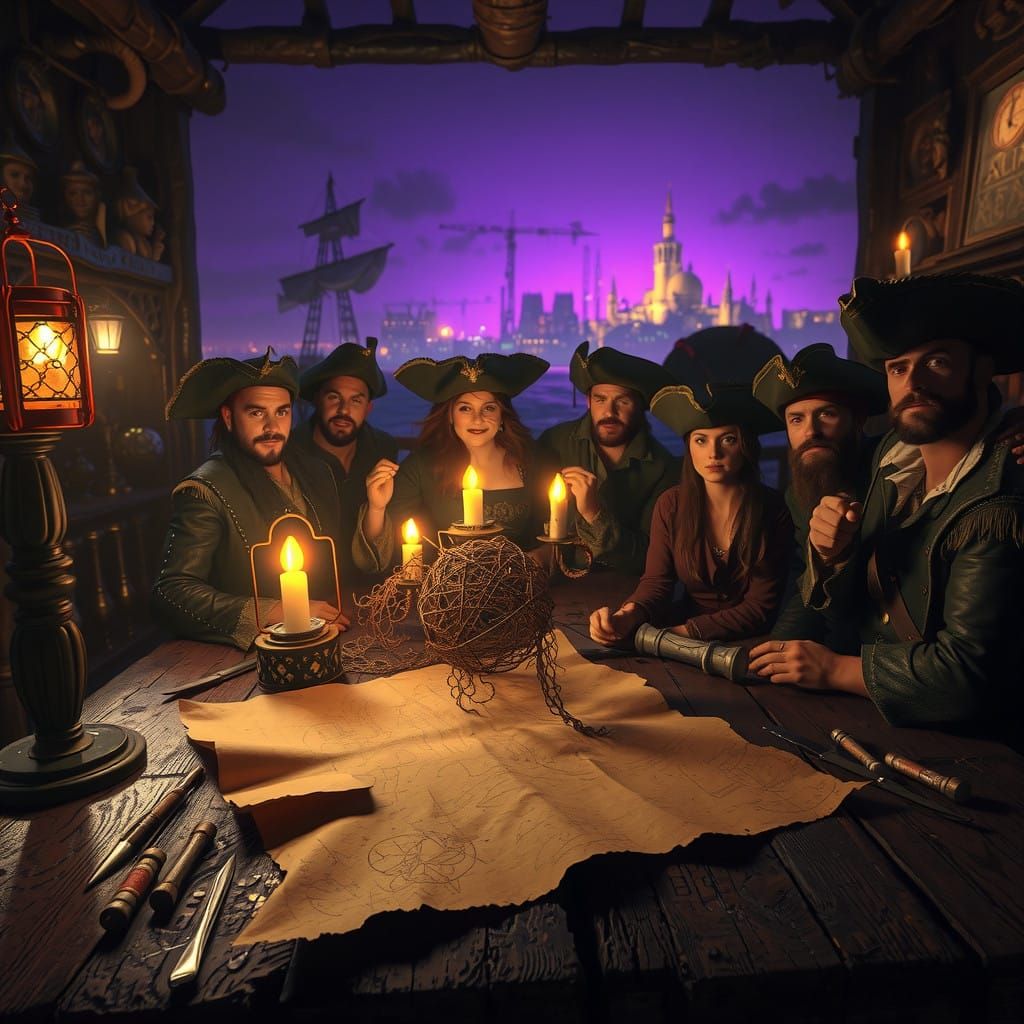 Pirate Crew Swears Oath on Tattered Parchment