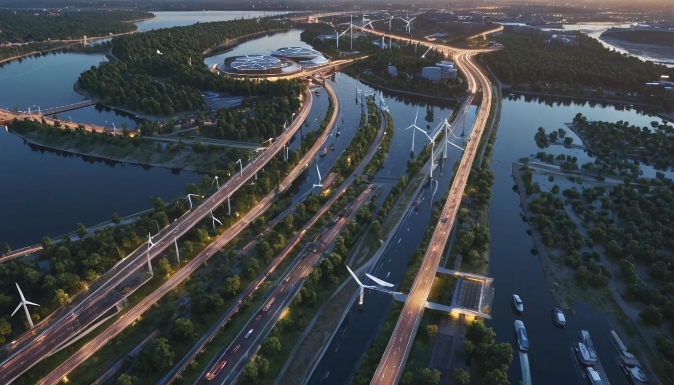 Futuristic Cityscape with Solar Power, Hyperrealistic