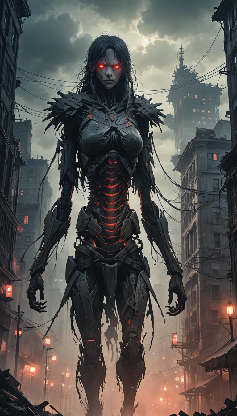 Towering Beast Girl Titan in Abandoned City