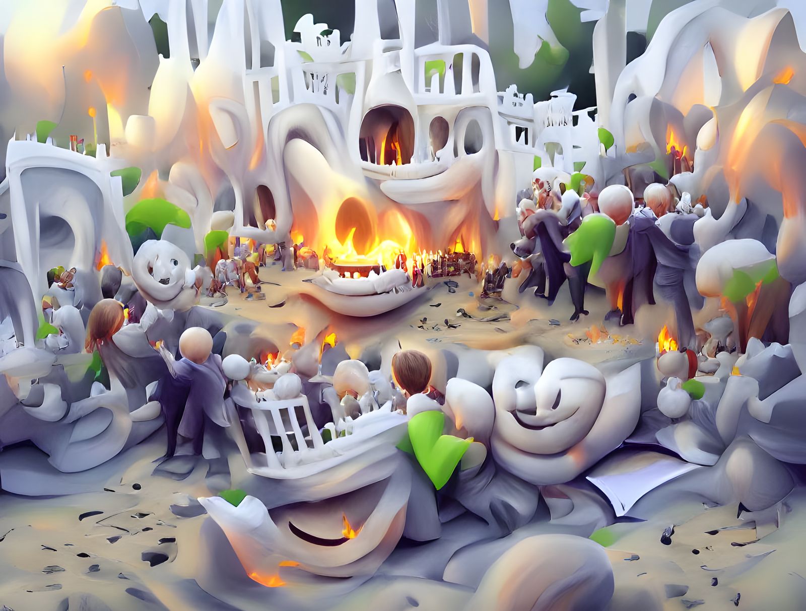 Burning Billionaire Pyre: A Storybook Illustration