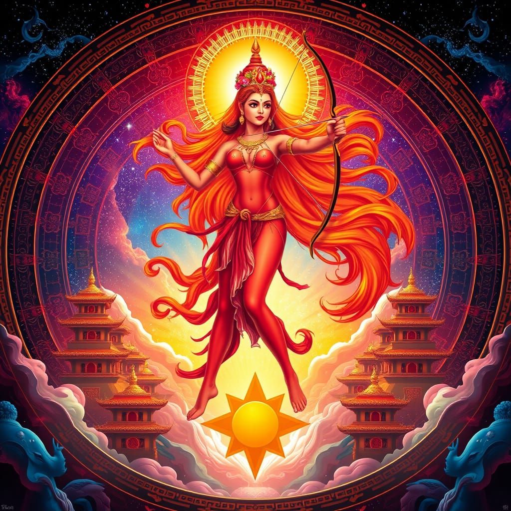 Radiant Celestial Goddess Unfurls Cosmic Power