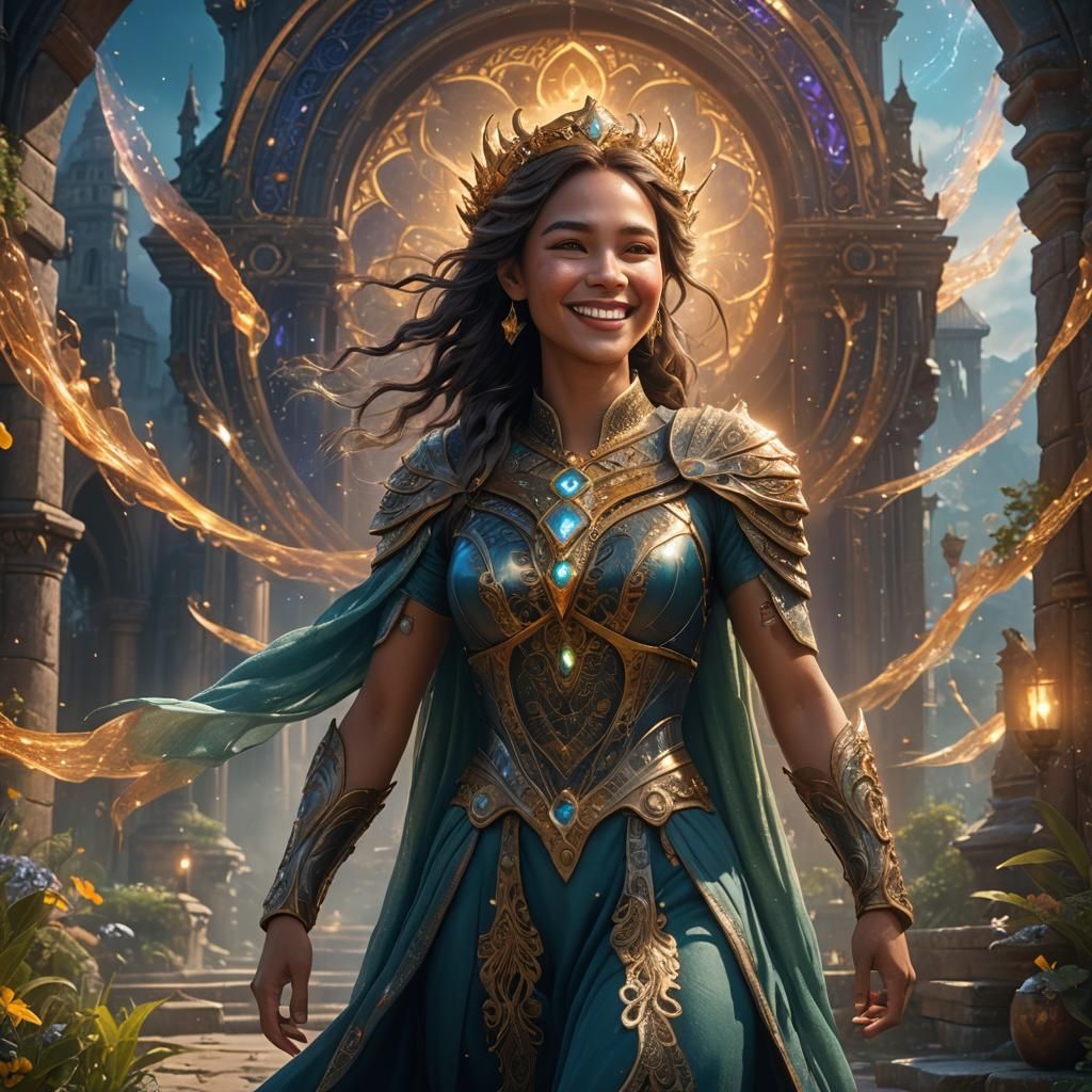Ethereal Woman with Radiant Smile: Fantasy Concept Art