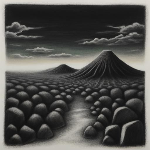 Surreal Charcoal Drawing of Abstract Figure